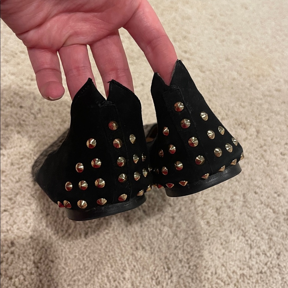 Halogen Leopard Print & Black Stud Pointed Toe Flats - Picture 2 of 5